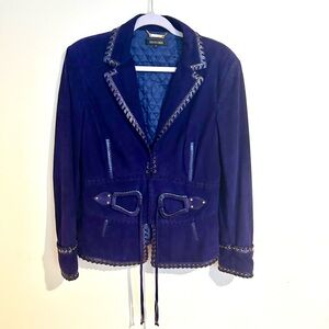 Roberto Cavalli Blue leather Jacket Size 46
